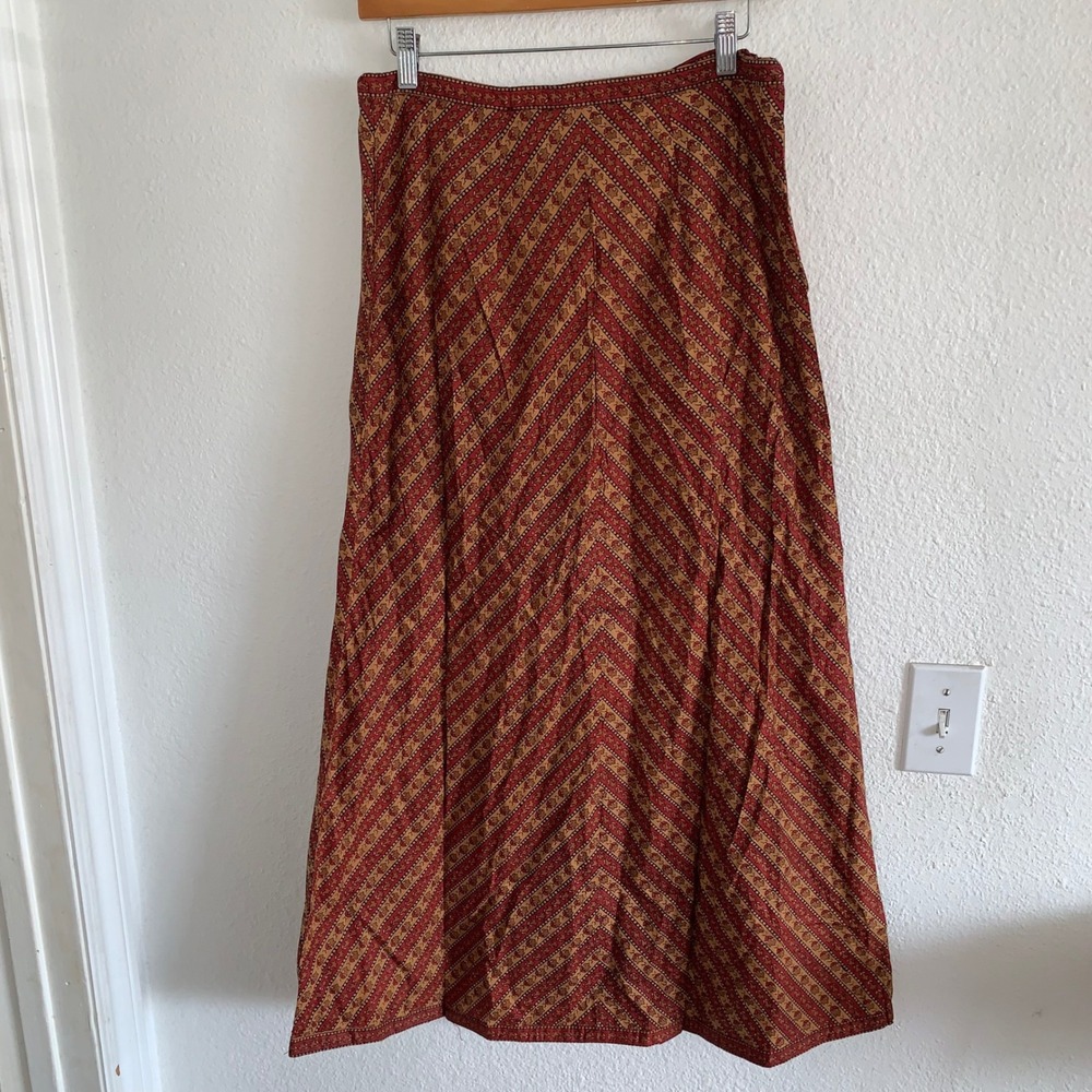 Funky People Womens Red Cotton Floral Chevron Maxi Skirt Boho M 90's Y2k Retro - Picture 2 of 7